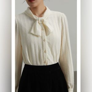 BNWT Lace Button Up Blouse with bow